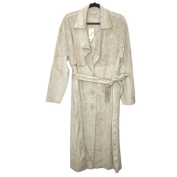 Free People x Blank NYC Vegan Suede Trench Coat Size Medium - Picture 6 of 12
